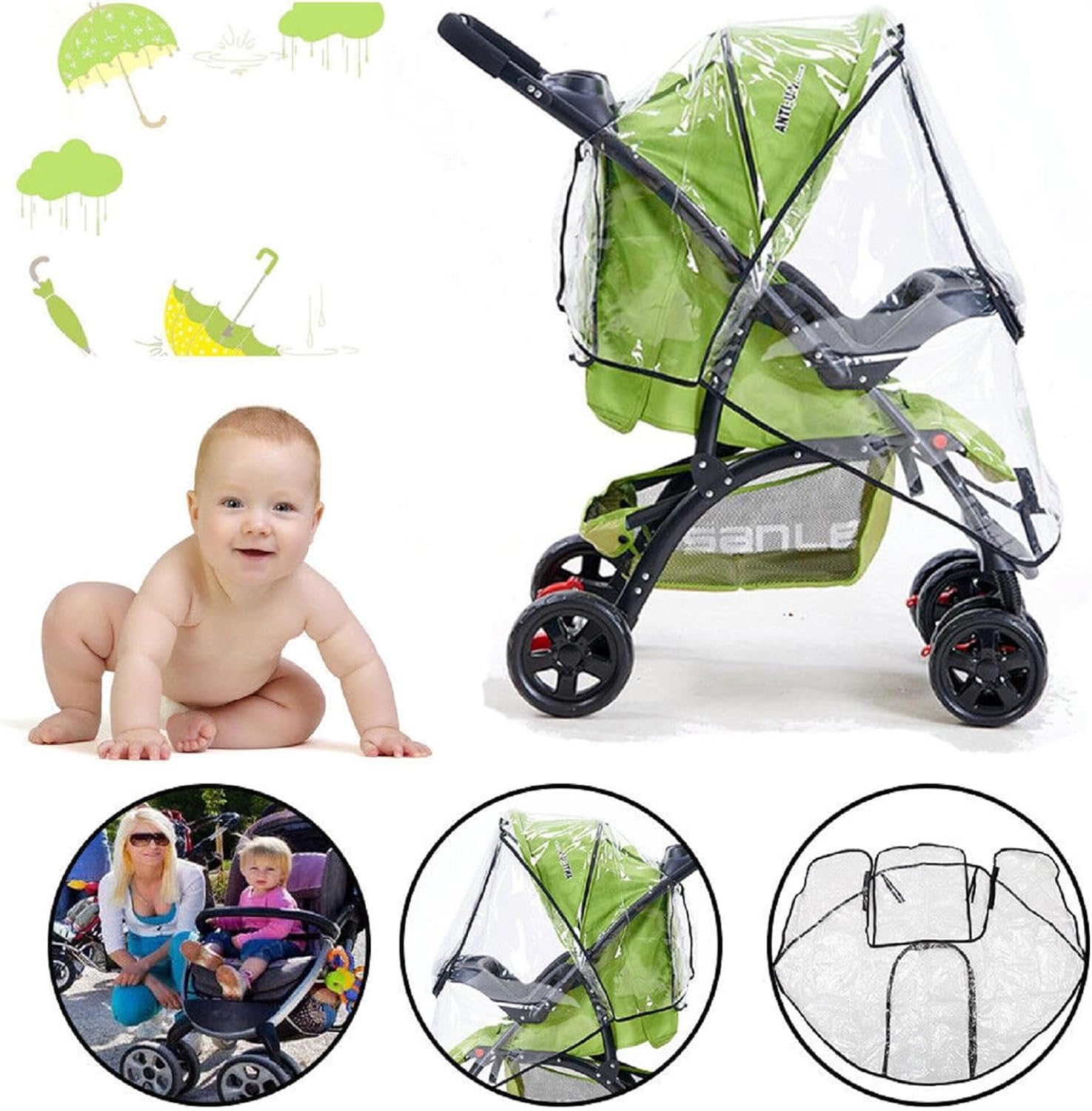 Stroller Rain Cover - Bebek arabası yağmur kılıfı, evrensel seyahat